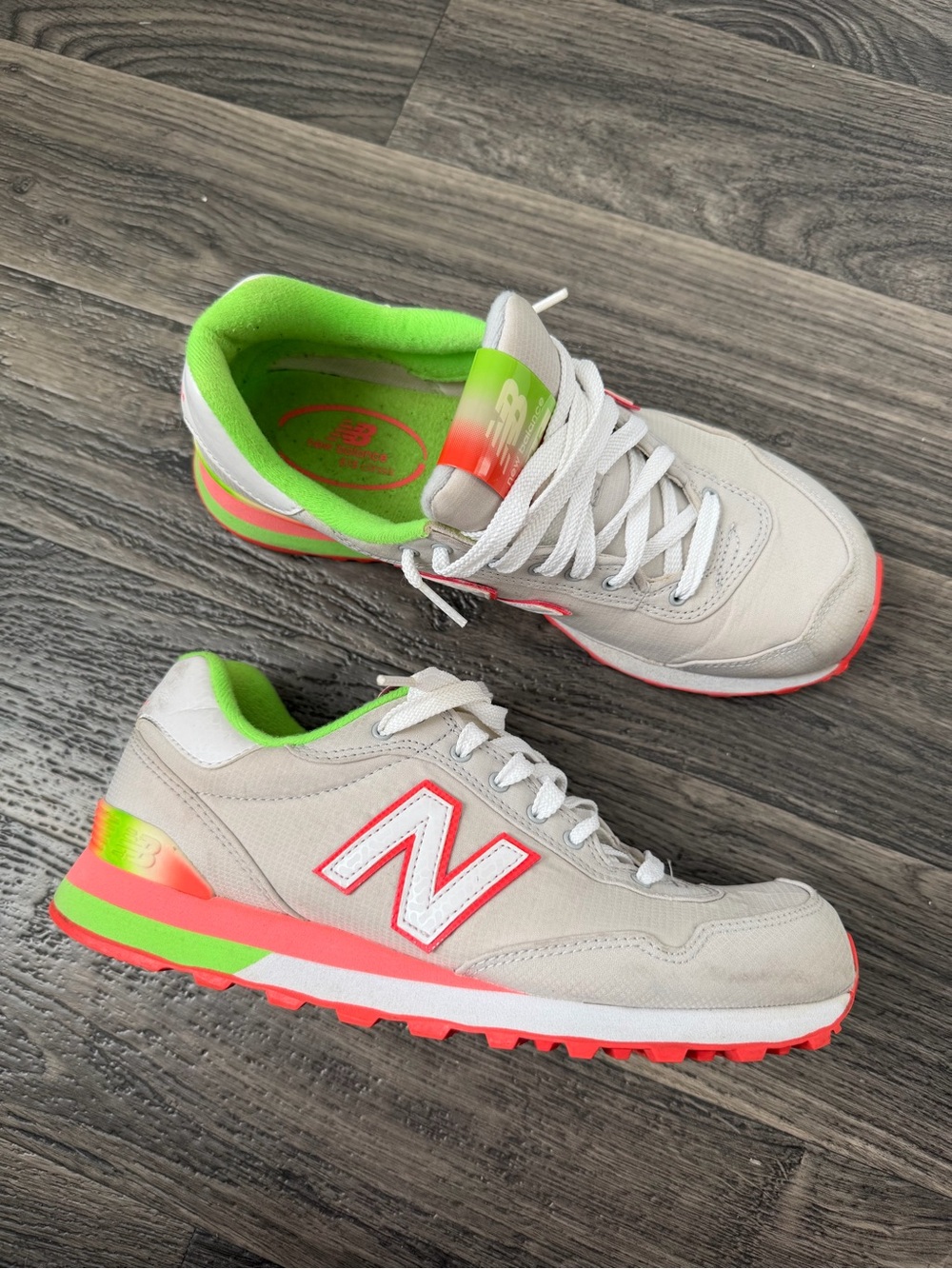 New Balance 515 Classic Athletic Sneakers with Neon Pink & Lime Green Accents 9